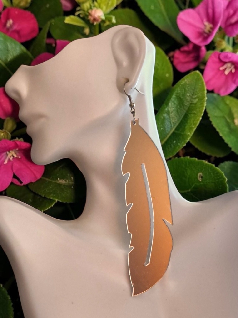 Feather Drop Refective Earrings